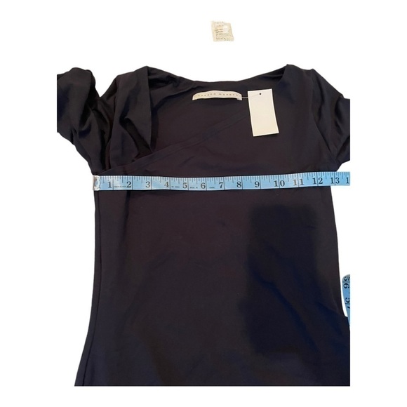 Susana Monaco Women Long Sleeve V- Neck Angled Wrap Dress Midnight - Picture 5 of 14